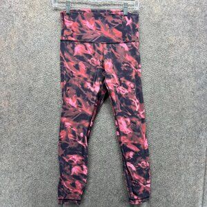 Lululemon Leggings Womens 6 Red Black Abstract Print High Rise Activewear Pants